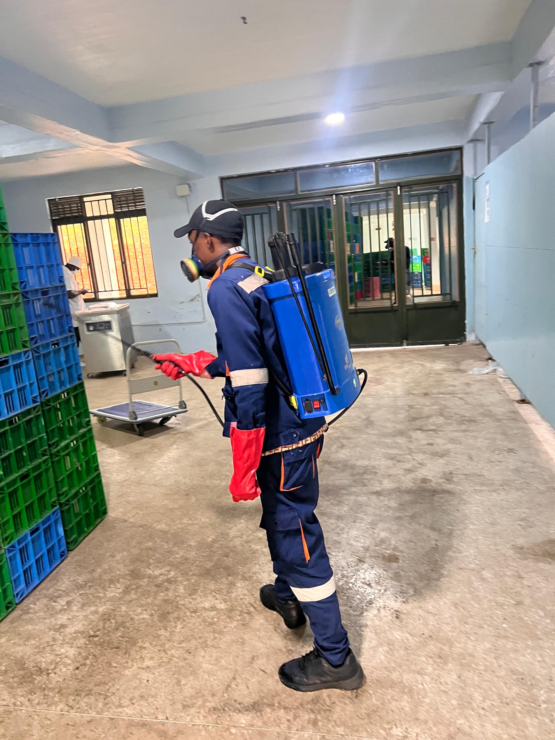 Cold-room surface spraying